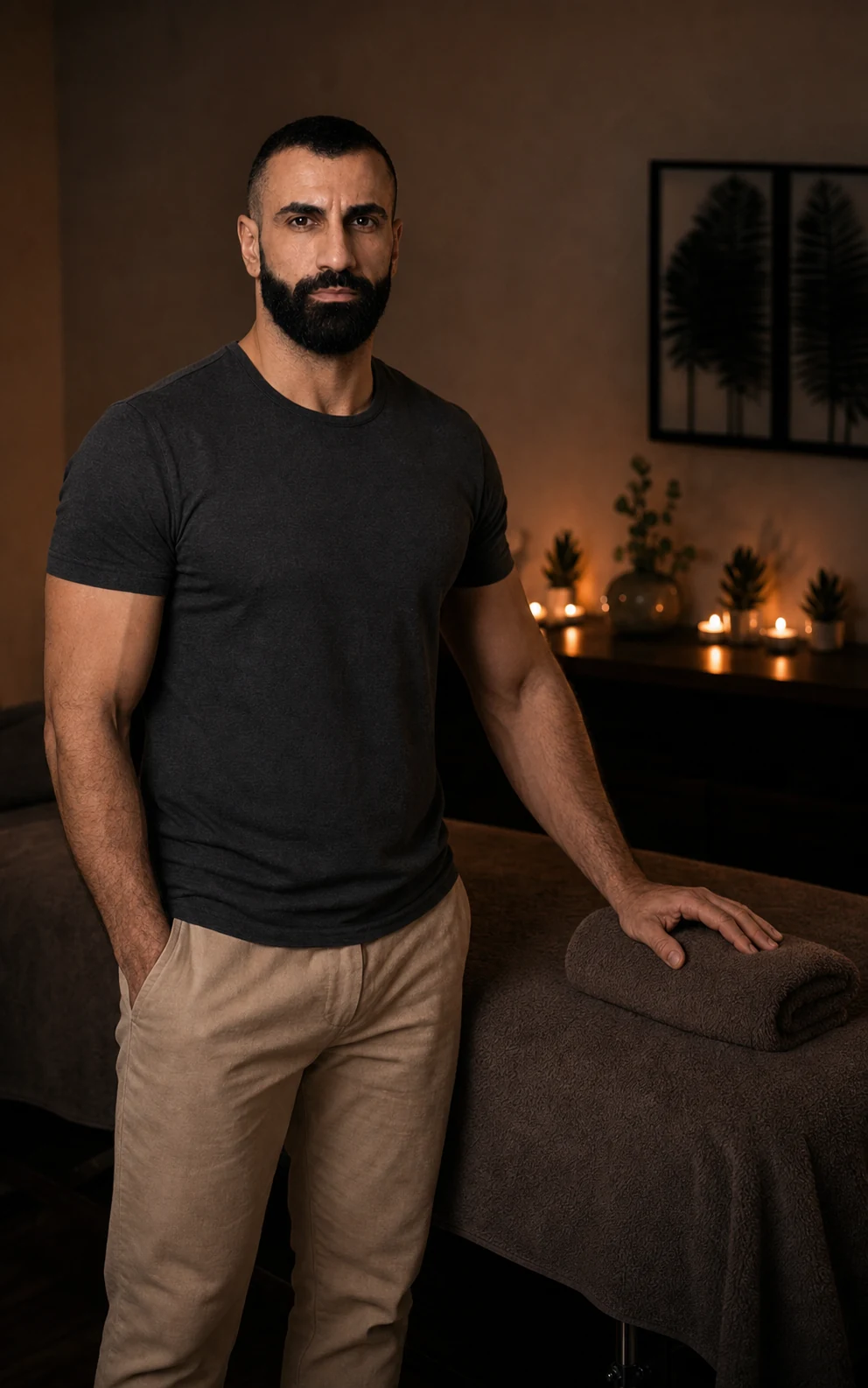 Beirut Boutique Massage therapist in a warm private treatment space